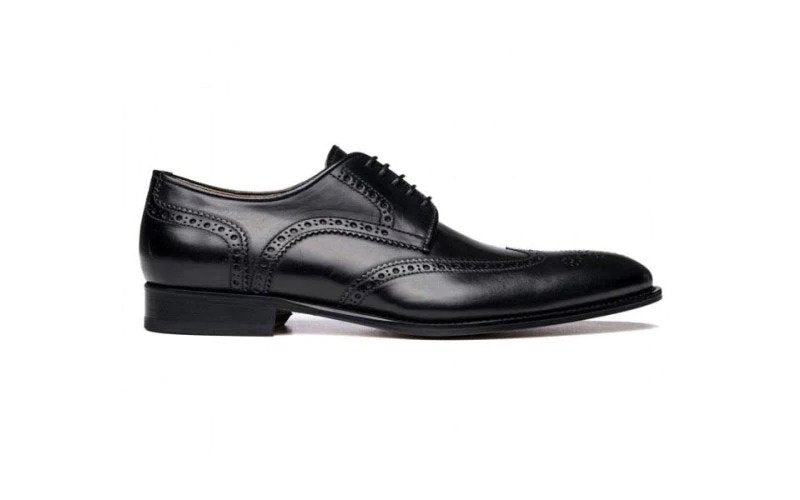 Classic Wingtip Brogues – Black Patina Leather