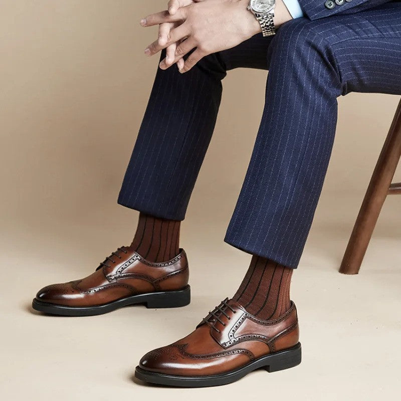 Luxury Brogue Wingtip Leather Shoes