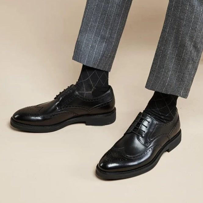 Luxury Brogue Wingtip Leather Shoes
