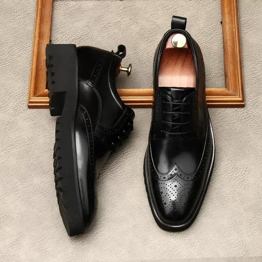 Luxury Brogue Wingtip Leather Shoes