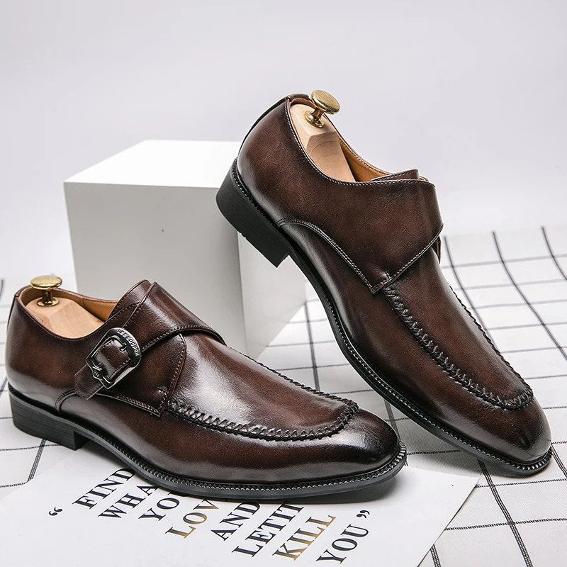 Hand-forged buckle dress shoes